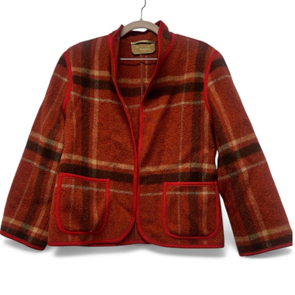 Vintage Bogner Women’s Wool Plaid Jacket – Rare & Pristine L